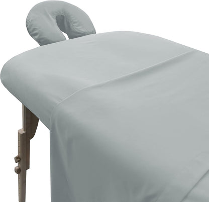 Soft Microfiber Massage Table Sheets Set 3 Piece Set - Includes Massage Table Cover, Massage Fitted Sheet, and Massage Face Rest Cover (Stone)