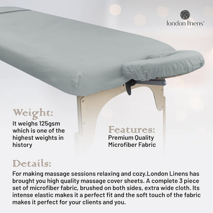 Soft Microfiber Massage Table Sheets Set 3 Piece Set - Includes Massage Table Cover, Massage Fitted Sheet, and Massage Face Rest Cover (Stone)